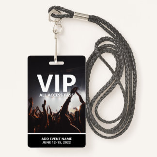 VIP All Access Pass Concert Event Personalised ID Badge