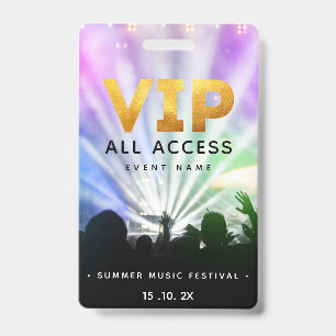 VIP All Access Pass Concert Festival ID Badge