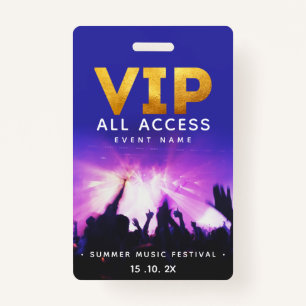 VIP All Access Pass Concert Festival ID Badge