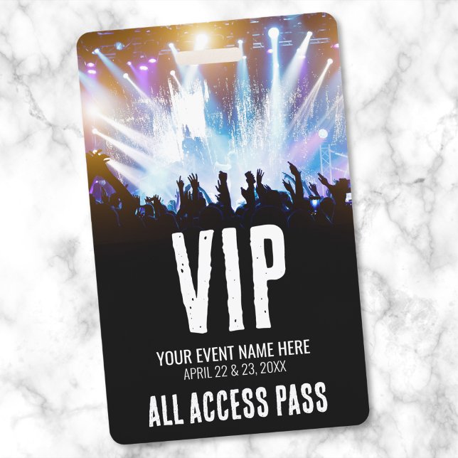 VIP All Access Pass Concert ID Badge (All Access VIP Badge)