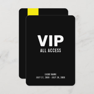 VIP All Access Pass Event ID Badge 3.5" x 5" Invitation