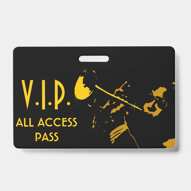 VIP All Access Pass for Musical Event ID Badge (Front)