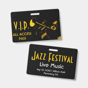 VIP All Access Pass   Jazz Festival Event ID Badge