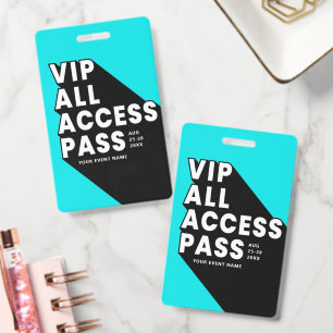 VIP All Access Pass Music Festival Badge Blue ID Badge