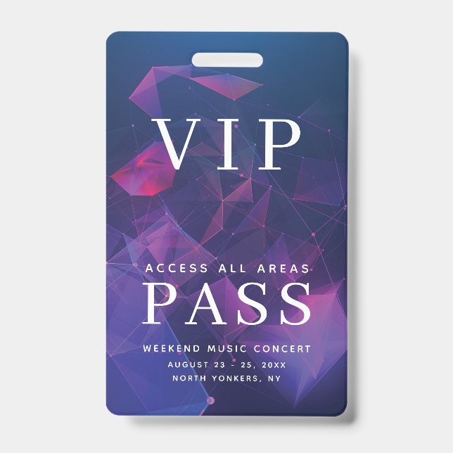 VIP All Access Pass Outdoor Events Geometric ID Badge (Front)
