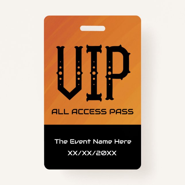 VIP All Access Pass Ticket Holder ID ID Badge (Front)