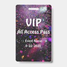 VIP All Access Pass Vertical Customise Badge