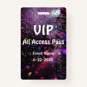VIP All Access Pass Vertical Customise ID Badge