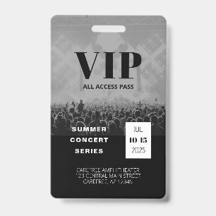 VIP All Access QR Code Concert Badge ID Badge