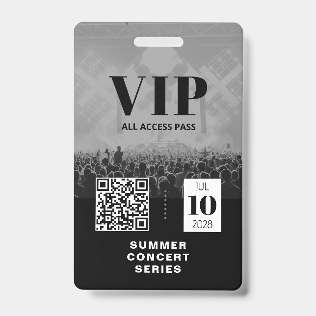 VIP All Access QR Code Event Badge ID Badge (Front)