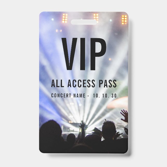 VIP All Access QR Code Pass Concert ID Badge (Front)