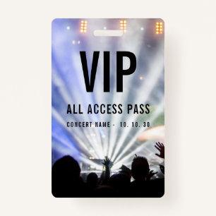 VIP All Access QR Code Pass Concert ID Badge