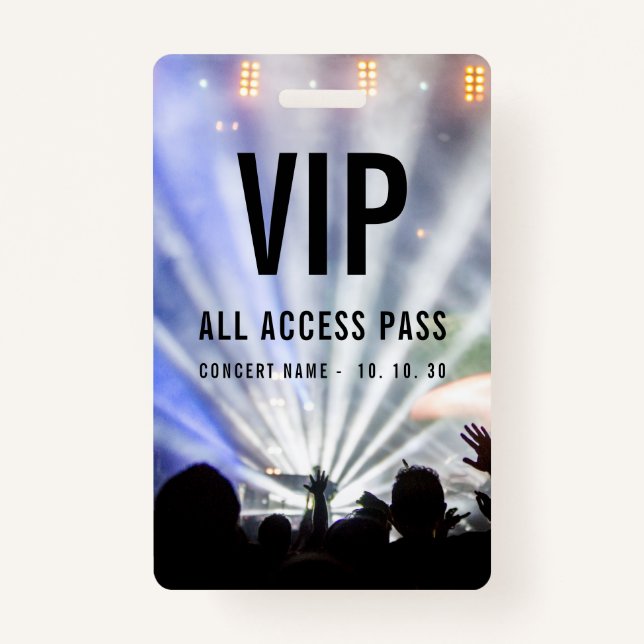 VIP All Access QR Code Pass Concert ID Badge (Front)