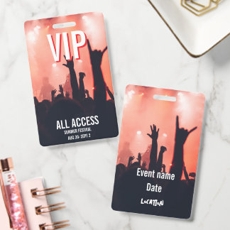 VIP All Access Red Silhouette Crowd Concert ID Badge