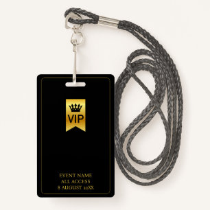 VIP Backstage Pass Music Festival Black & Gold ID Badge