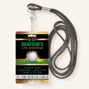 VIP Baseball ALL ACCESS Gold Pass Badge ID Badge