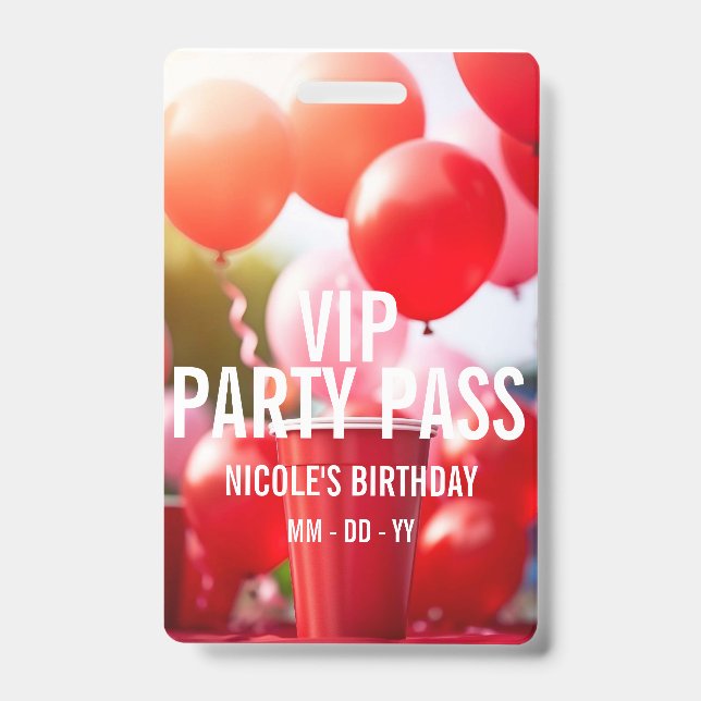 VIP Birthday Party Event Badge ID Badge (Front)