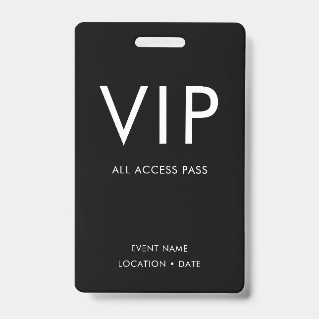 VIP Black & White Minimalist  ID Badge (Front)