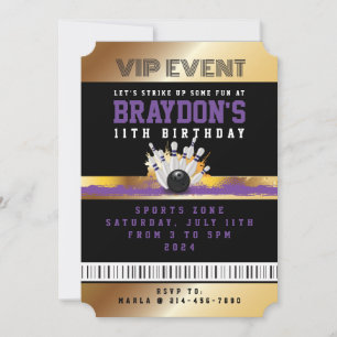 VIP BOWLING ALL ACCESS Gold Pass Badge Invitation