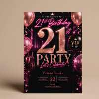 VIP Club Night 21st Pink Black Birthday Party