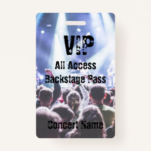 VIP Concert Festival Band Event Backstage Pass ID Badge