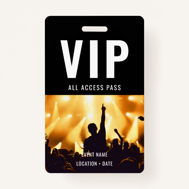 VIP Custom Event or Concert Name All Access  ID Badge (Front)