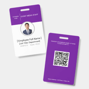 VIP Event Staff Photo ID Badge All Access Media