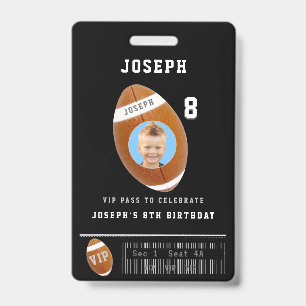 VIP Football Pass Custom Photo Birthday Part ID Badge