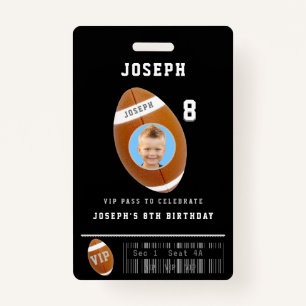 VIP Football Pass Custom Photo Birthday Part ID Badge