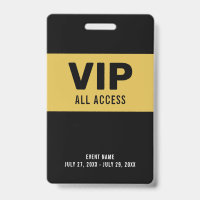 VIP Gold All Access Pass Event ID Badge