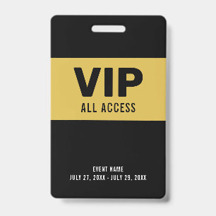 VIP Gold All Access Pass Event ID Badge