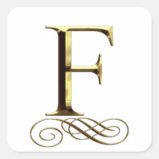VIP Gold ”F” monogram Square Sticker