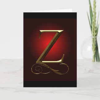 VIP Gold “Z” monogram in red and black Note Card