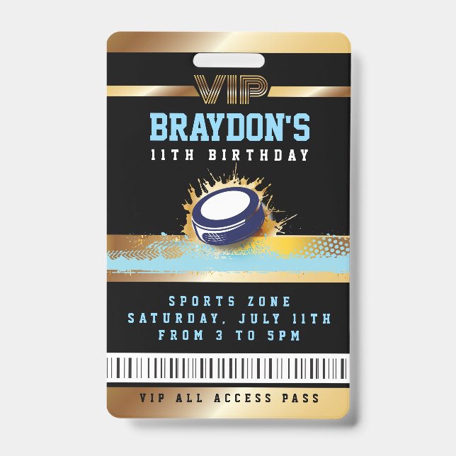 VIP Hockey ALL ACCESS Gold Pass Badge ID Badge (Front)