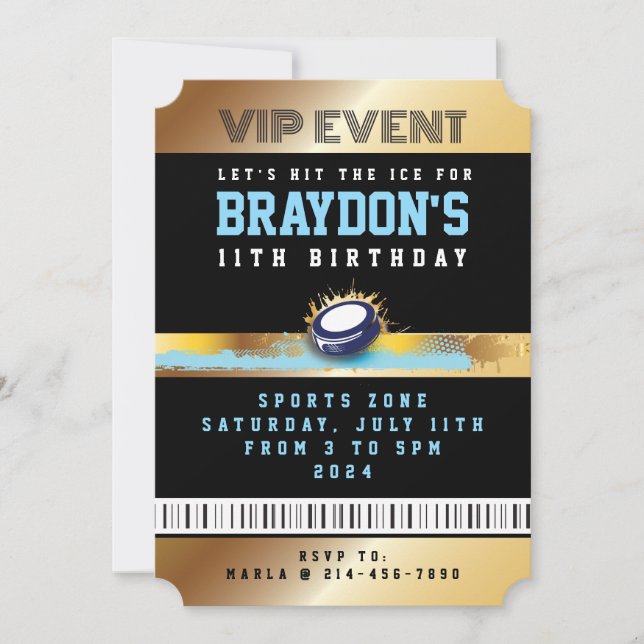 VIP Hockey ALL ACCESS Gold Pass Badge Invitation (Front)