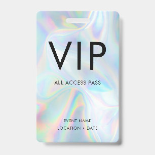 VIP Holographic Background Simple Font ID Badge