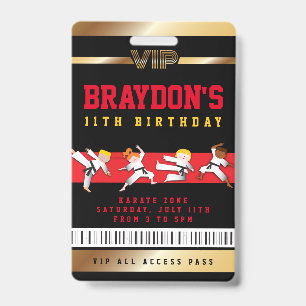 VIP Karate Birthday ALL ACCESS Gold Pass Badge ID Badge