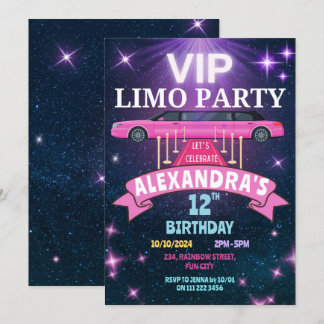 VIP Limo Party Birthday Party Girl Invitation