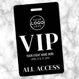 VIP Logo Black All Access Event ID Badge