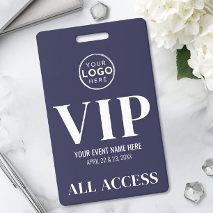VIP Logo Navy Blue All Access Event ID Badge