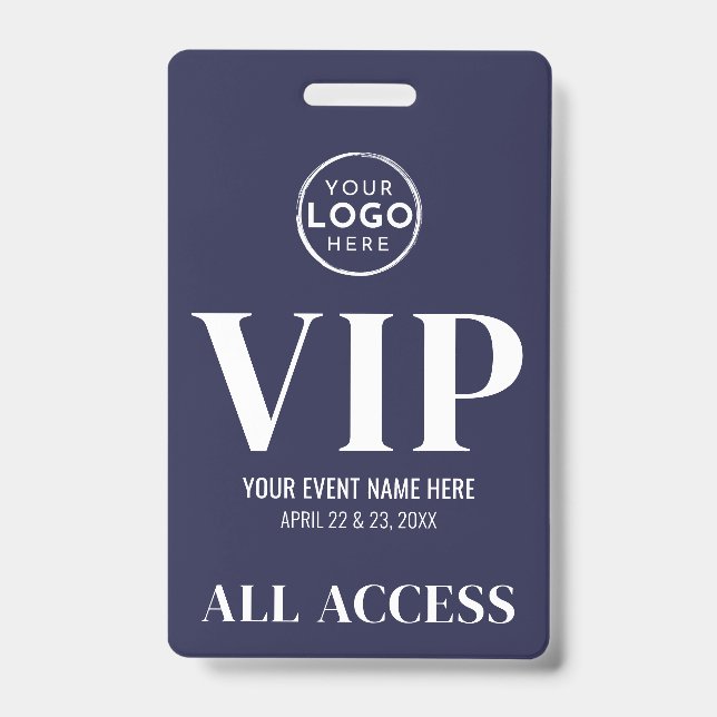 VIP Logo Navy Blue All Access Event ID Badge (Front)