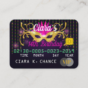 VIP Masquerade Birthday Credit Card Invitations