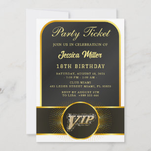 VIP Party Ticket Birthday Invitation