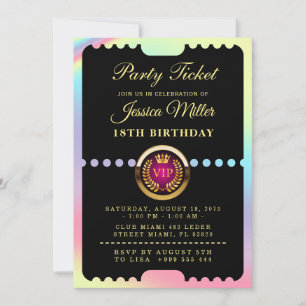 VIP Party Ticket Birthday Invitation