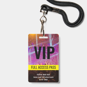 VIP Pass Back Stage Music Festival Concert Black ID Badge