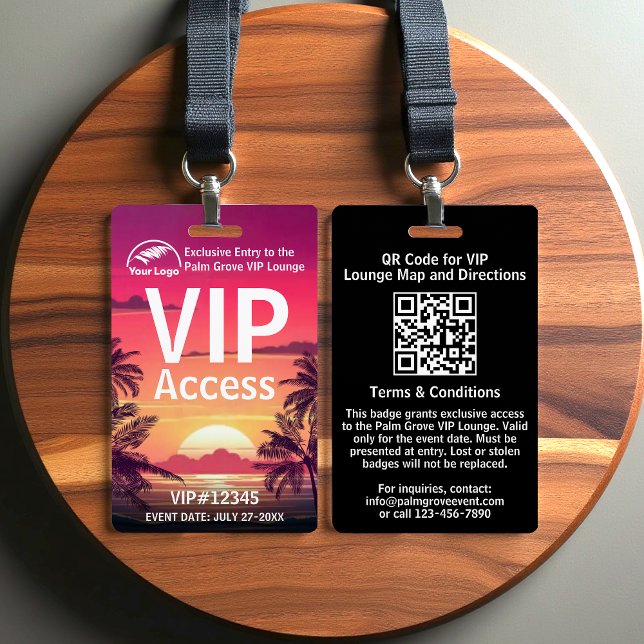 VIP Pass Badge | Custom Palm Grove QR Code & Logo ID Badge (Creator Uploaded)