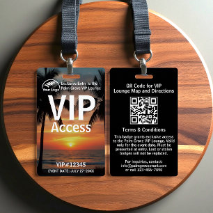 VIP Pass Badge   Custom Palm Grove QR Code & Logo ID Badge