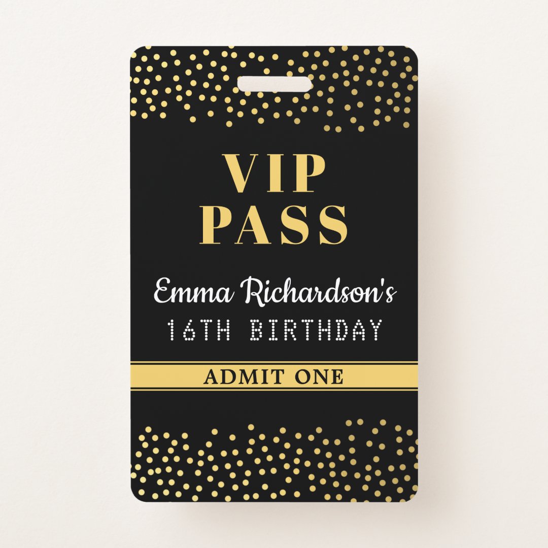 VIP Pass Birthday Invitation ID Badge | Zazzle