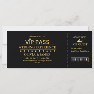 Vip Pass Elegant Wedding Exclusive Access Golden Save The Date