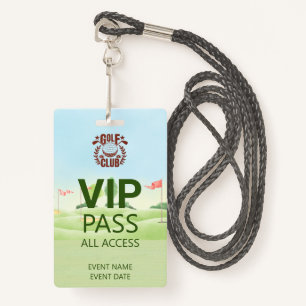 VIP PASS Golf Club League Logo  ID Badge